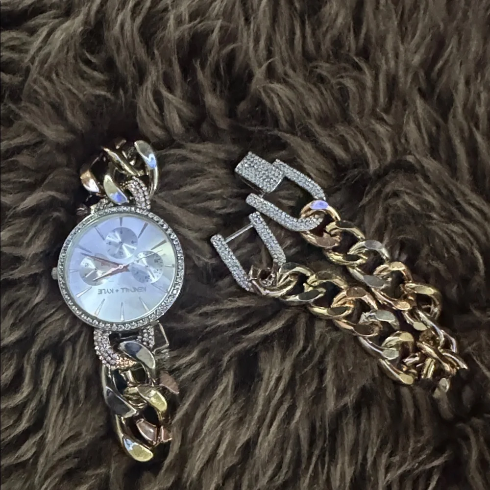 Kendall & Kylie Gold, Silver, and Rose Gold Chain Watch